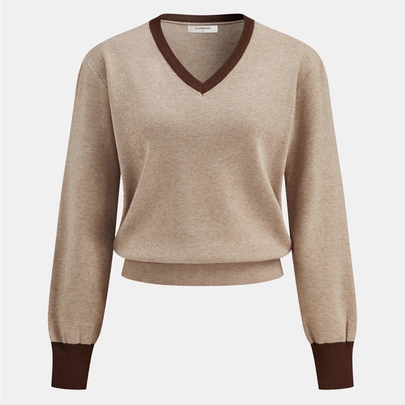 Commense Knit Tan and Brown Women's Skirt and sweater set - Picture 2 of 7